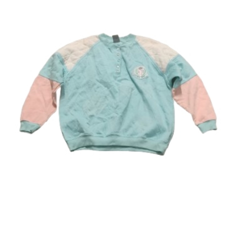 Vintage 1980s C'est Joli By Laura Women's Pastel Snap Button Pullover